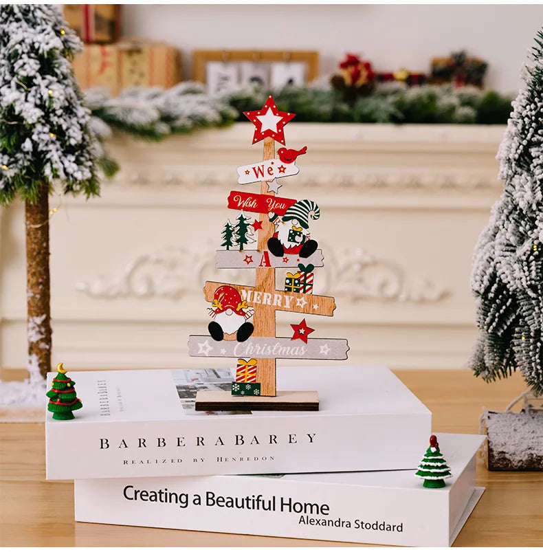 Wooden Christmas Tree Ornament - Santa Claus Holiday Plaque Decor - ZOOMNSTORE