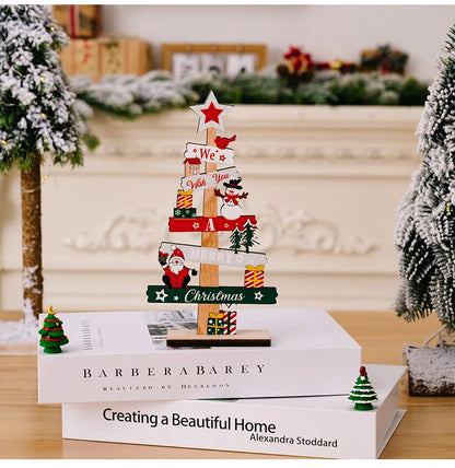 Wooden Christmas Tree Ornament - Santa Claus Holiday Plaque Decor - ZOOMNSTORE