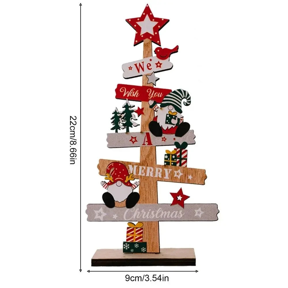 Wooden Christmas Tree Ornament - Santa Claus Holiday Plaque Decor - ZOOMNSTORE