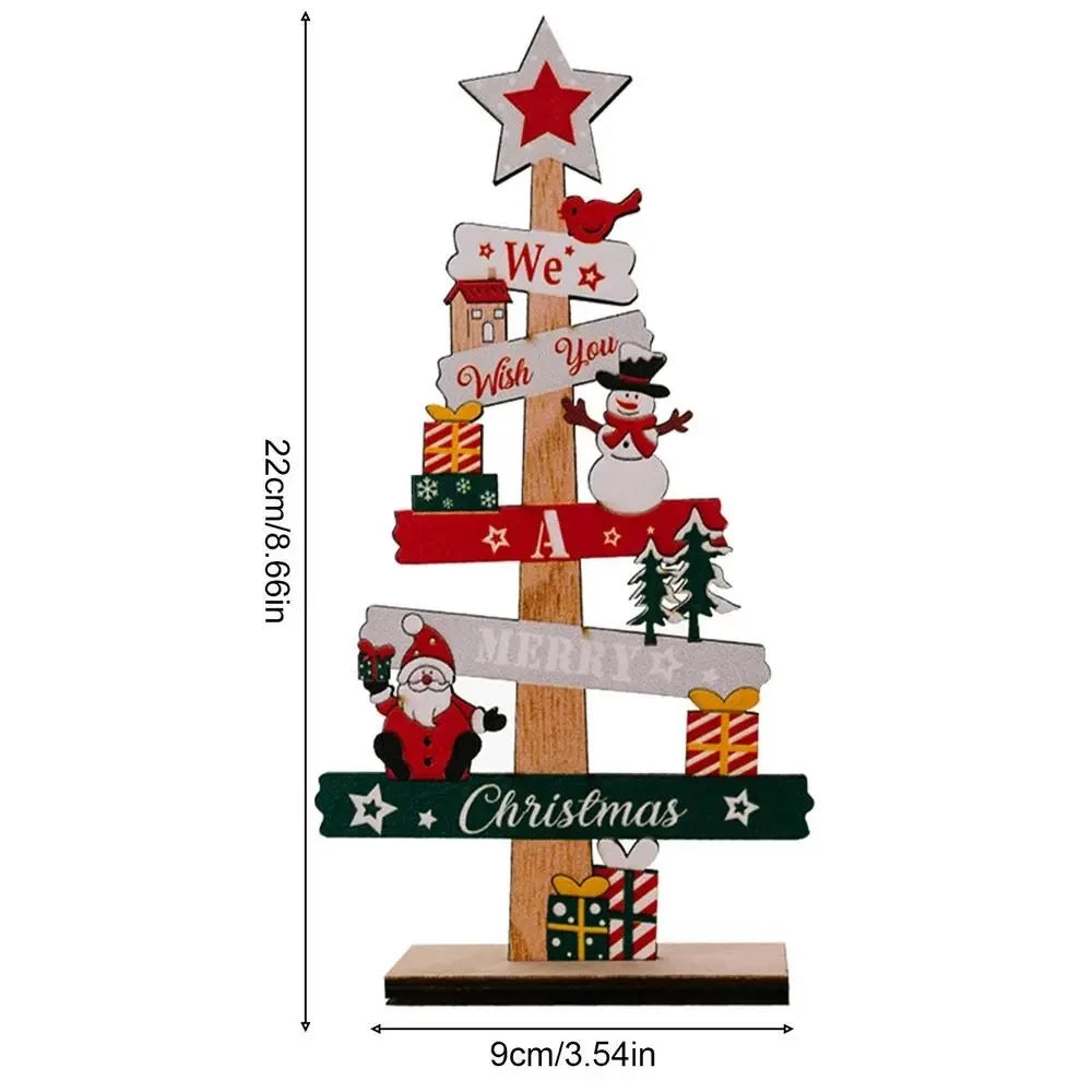 Wooden Christmas Tree Ornament - Santa Claus Holiday Plaque Decor - ZOOMNSTORE