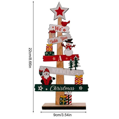 Wooden Christmas Tree Ornament - Santa Claus Holiday Plaque Decor - ZOOMNSTORE