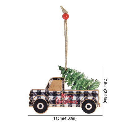 Wooden Christmas Tree Ornament - Santa Claus Holiday Plaque Decor - ZOOMNSTORE