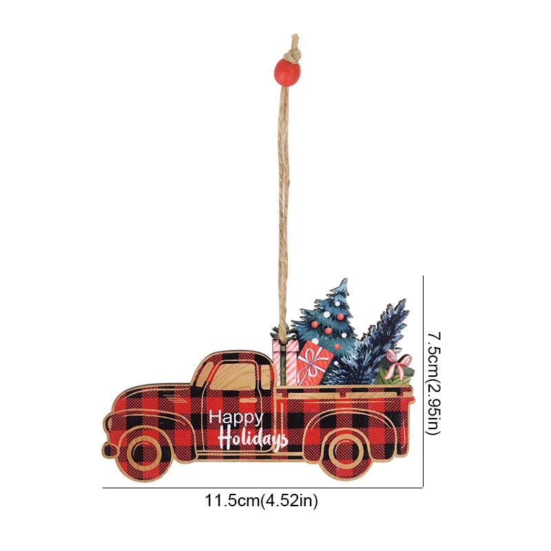 Wooden Christmas Tree Ornament - Santa Claus Holiday Plaque Decor - ZOOMNSTORE