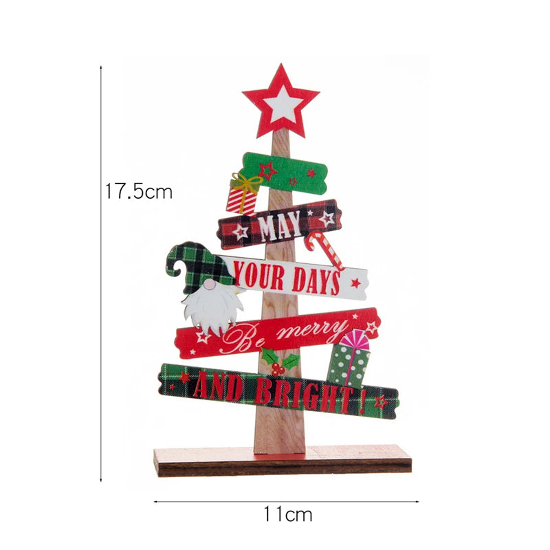 Wooden Christmas Tree Ornament - Santa Claus Holiday Plaque Decor - ZOOMNSTORE