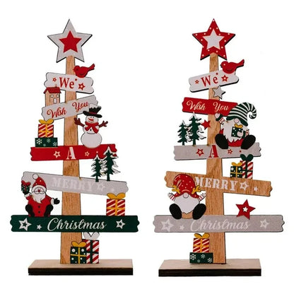 Wooden Christmas Tree Ornament - Santa Claus Holiday Plaque Decor - ZOOMNSTORE
