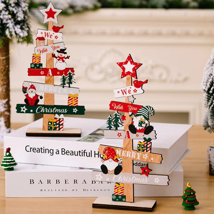 Wooden Christmas Tree Ornament - Santa Claus Holiday Plaque Decor - ZOOMNSTORE