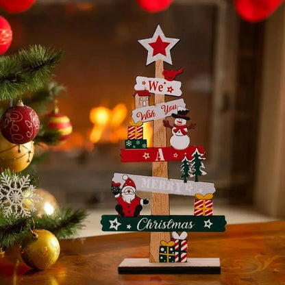Wooden Christmas Tree Ornament - Santa Claus Holiday Plaque Decor - ZOOMNSTORE
