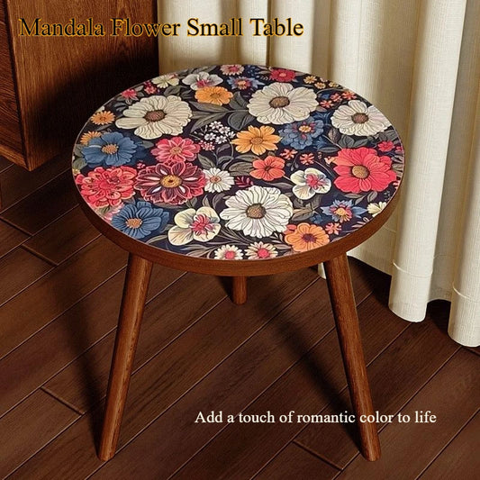 Mandala Coffee Table - Wooden Round Side Table for Living Room  Bedroom - ZOOMNSTORE