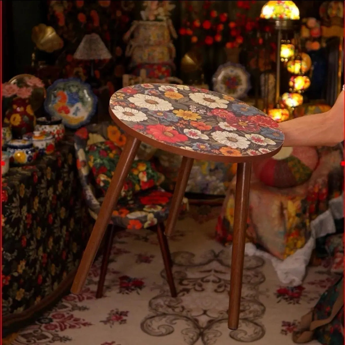 Mandala Coffee Table - Wooden Round Side Table for Living Room  Bedroom - ZOOMNSTORE