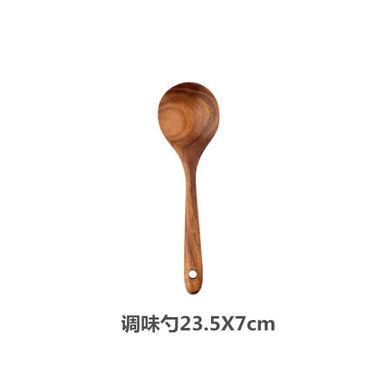Wooden Cooking Spoons – Teak Wood Spoons With Holder | Eco Friendly Kitchen Utensil Set - ZOOMNSTORE