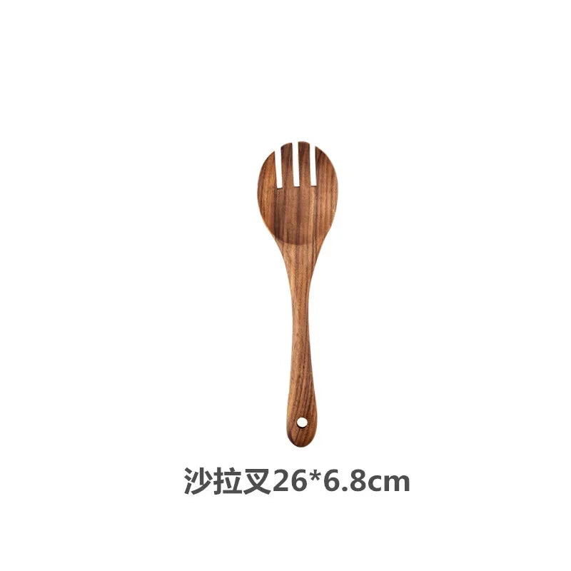 Wooden Cooking Spoons – Teak Wood Spoons With Holder | Eco Friendly Kitchen Utensil Set - ZOOMNSTORE