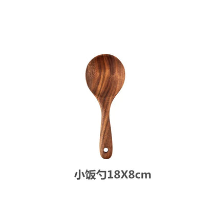 Wooden Cooking Spoons – Teak Wood Spoons With Holder | Eco Friendly Kitchen Utensil Set - ZOOMNSTORE