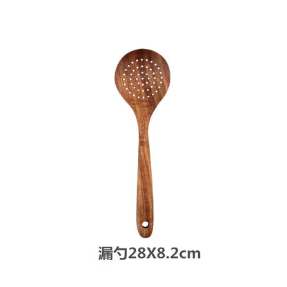 Wooden Cooking Spoons – Teak Wood Spoons With Holder | Eco Friendly Kitchen Utensil Set - ZOOMNSTORE