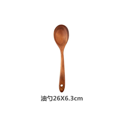 Wooden Cooking Spoons – Teak Wood Spoons With Holder | Eco Friendly Kitchen Utensil Set - ZOOMNSTORE