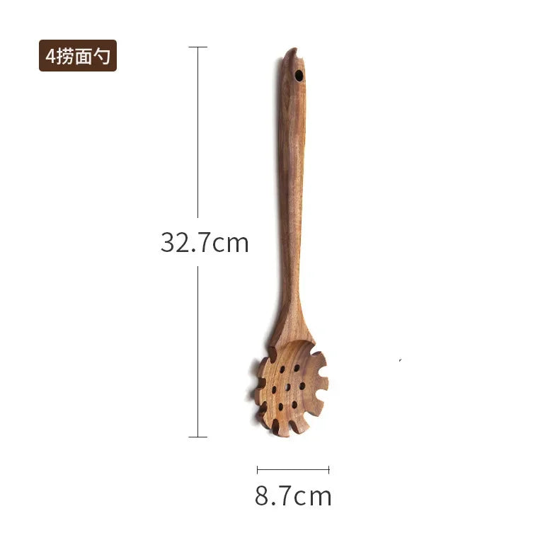 Wooden Cooking Spoons – Teak Wood Spoons With Holder | Eco Friendly Kitchen Utensil Set - ZOOMNSTORE