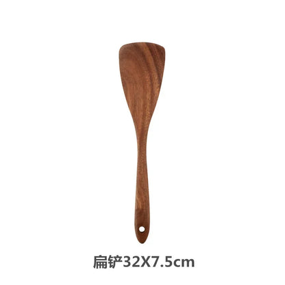 Wooden Cooking Spoons – Teak Wood Spoons With Holder | Eco Friendly Kitchen Utensil Set - ZOOMNSTORE