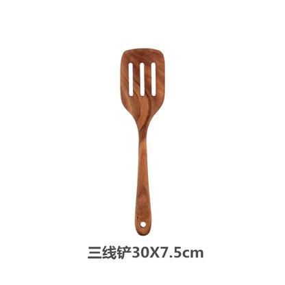 Wooden Cooking Spoons – Teak Wood Spoons With Holder | Eco Friendly Kitchen Utensil Set - ZOOMNSTORE