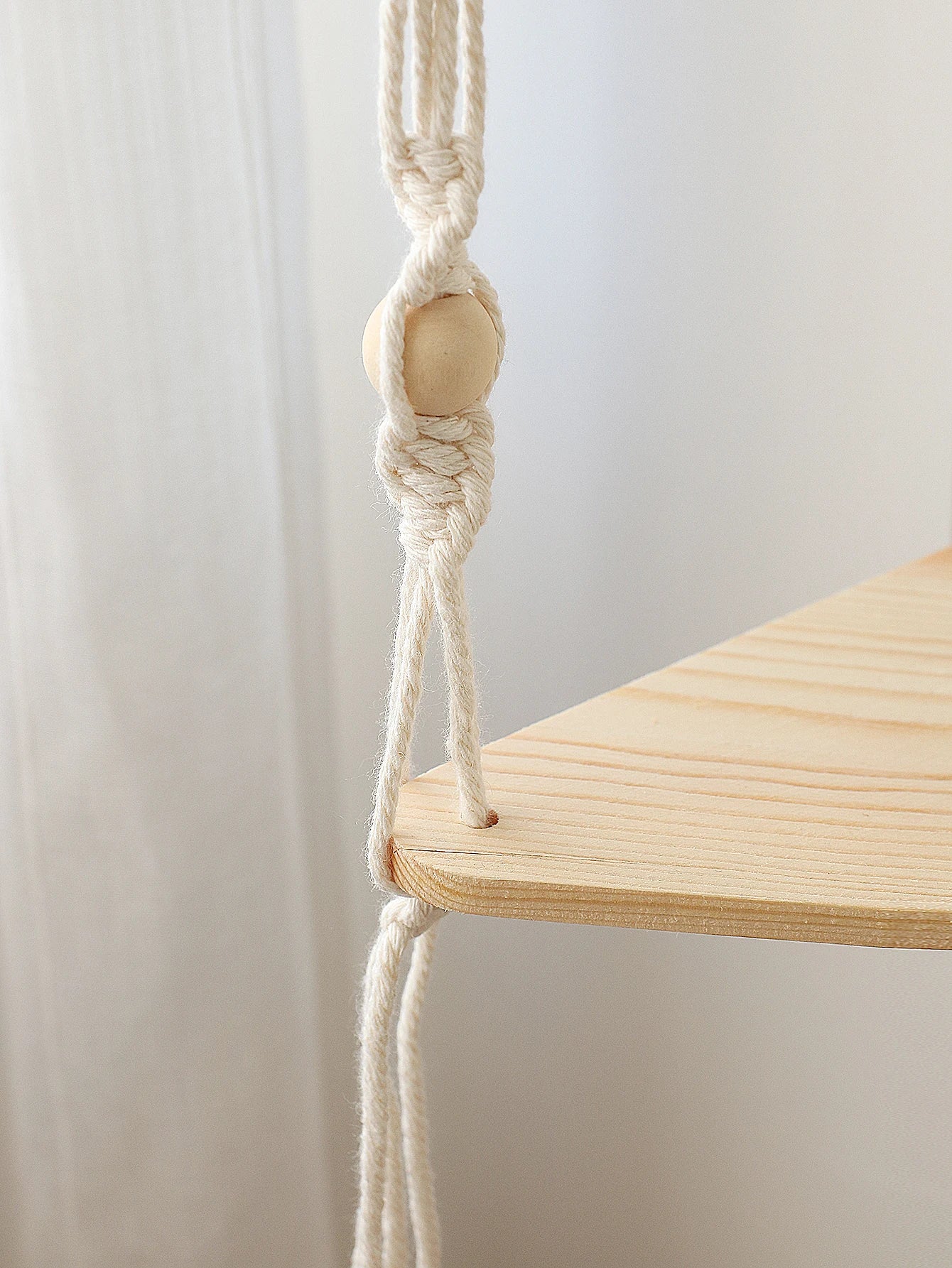 Wooden Corner Shelf - Floating Wall Shelf | Boho Room Decor & Macrame Hanging - ZOOMNSTORE