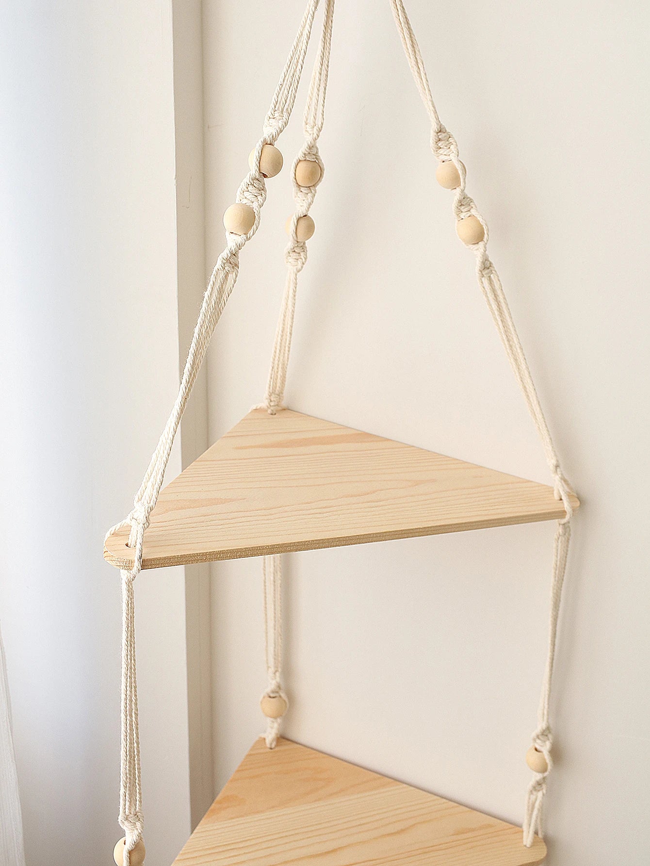 Wooden Corner Shelf - Floating Wall Shelf | Boho Room Decor & Macrame Hanging - ZOOMNSTORE