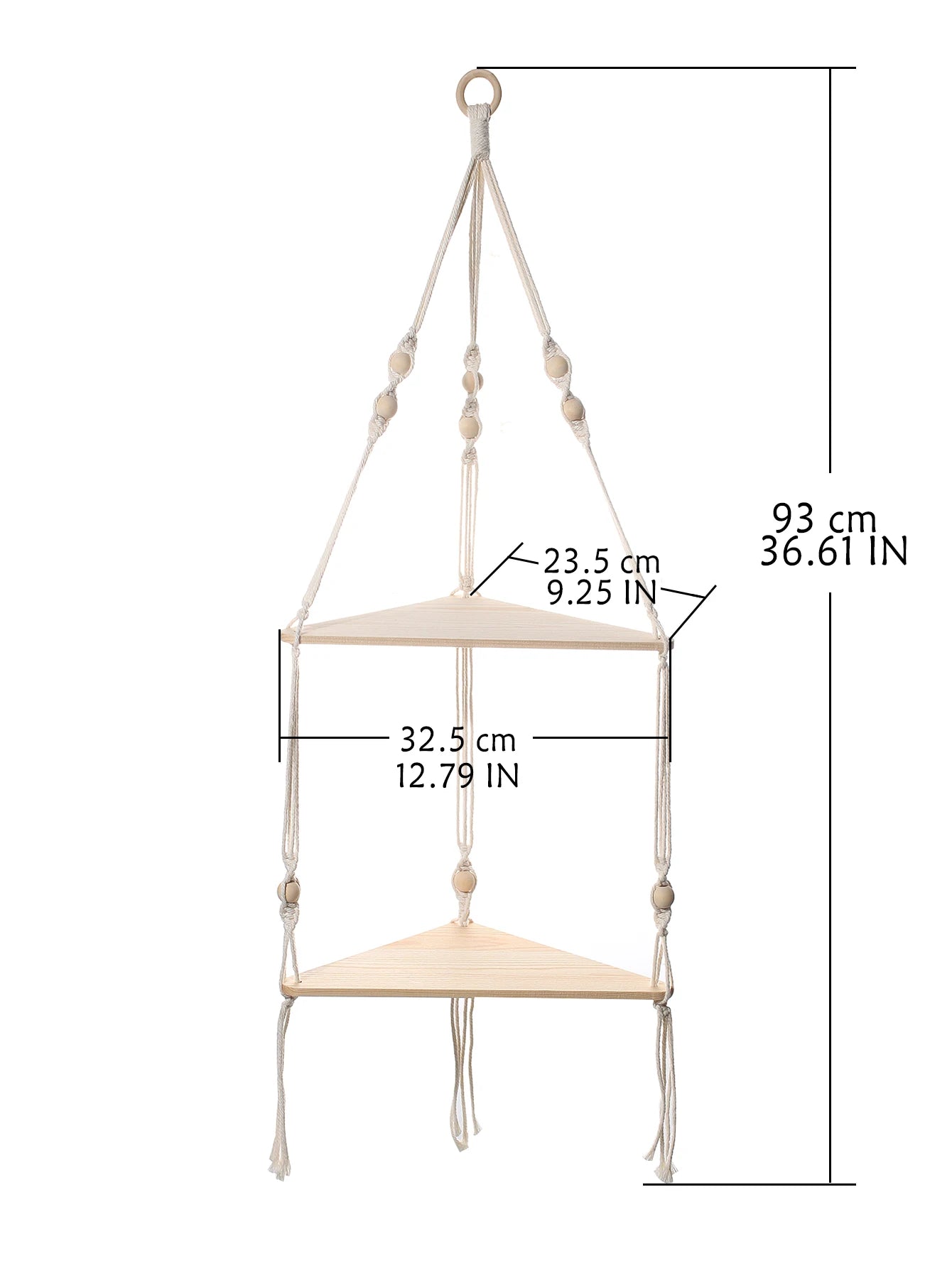 Wooden Corner Shelf - Floating Wall Shelf | Boho Room Decor & Macrame Hanging - ZOOMNSTORE