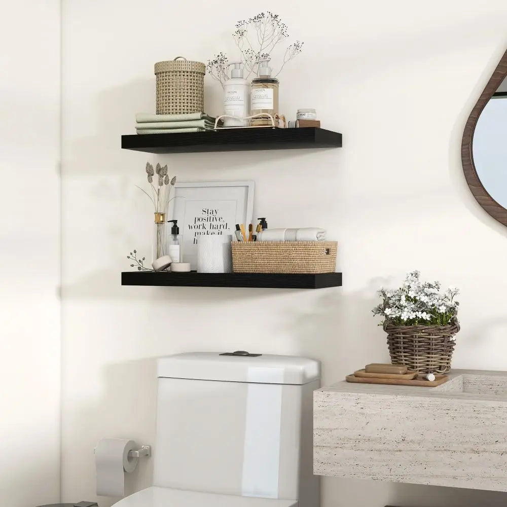 Wooden Wall Mounted Floating Shelf - Multi-Functional Bathroom Storage Shelf - ZOOMNSTORE