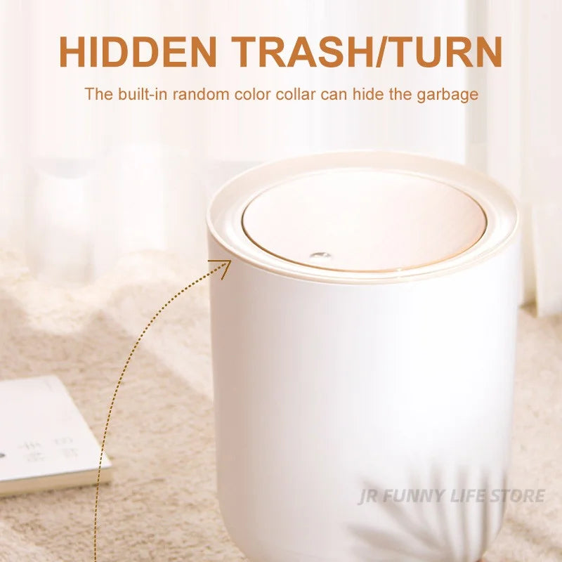 Wooden High Foot Trash Can - Creative Bathroom  Kitchen Wastebin with Press Cover - ZOOMNSTORE