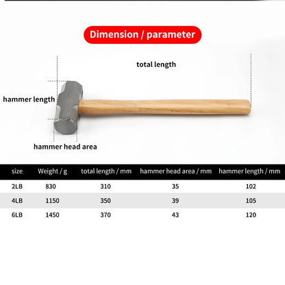 Heavy Duty Sledge Hammer - Forged Steel Wooden Handle 2LB3LB4LB Options - ZOOMNSTORE