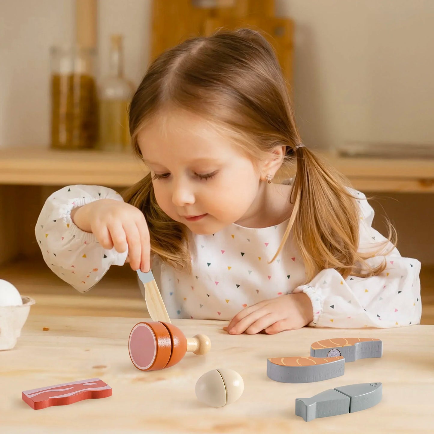 Robotime Robud Kitchen Pretend Toy Wooden Classic Game Educational Toy For Children Kids Gift Cutting Fruit Vegetable Food Set - ZOOMNSTORE