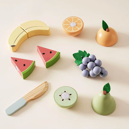 Robotime Robud Kitchen Pretend Toy Wooden Classic Game Educational Toy For Children Kids Gift Cutting Fruit Vegetable Food Set - ZOOMNSTORE