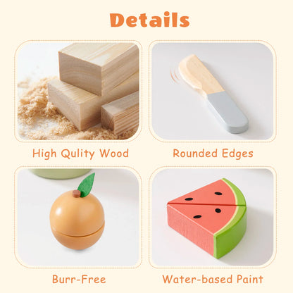 Robotime Robud Kitchen Pretend Toy Wooden Classic Game Educational Toy For Children Kids Gift Cutting Fruit Vegetable Food Set - ZOOMNSTORE
