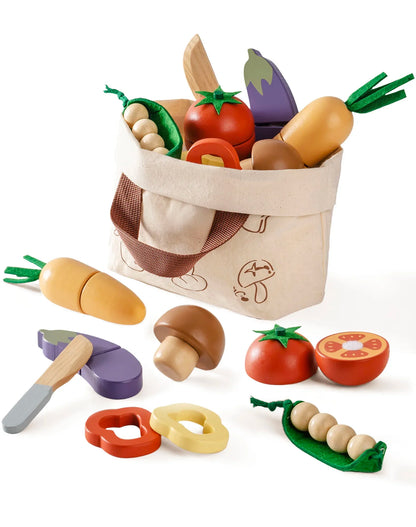 Robotime Robud Kitchen Pretend Toy Wooden Classic Game Educational Toy For Children Kids Gift Cutting Fruit Vegetable Food Set - ZOOMNSTORE