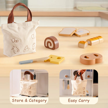 Robotime Robud Kitchen Pretend Toy Wooden Classic Game Educational Toy For Children Kids Gift Cutting Fruit Vegetable Food Set - ZOOMNSTORE