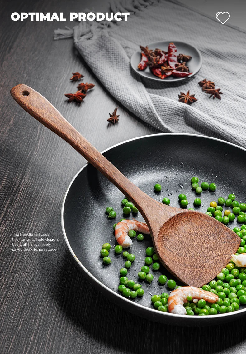 Wooden Kitchen Utensils | Eco Friendly Cooking Tool Sets With Wooden Handle Spatula - ZOOMNSTORE