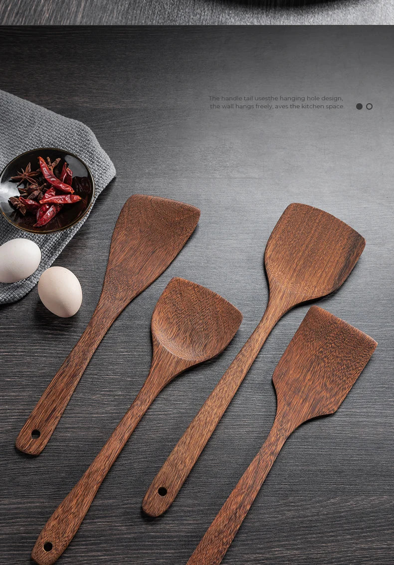 Wooden Kitchen Utensils | Eco Friendly Cooking Tool Sets With Wooden Handle Spatula - ZOOMNSTORE