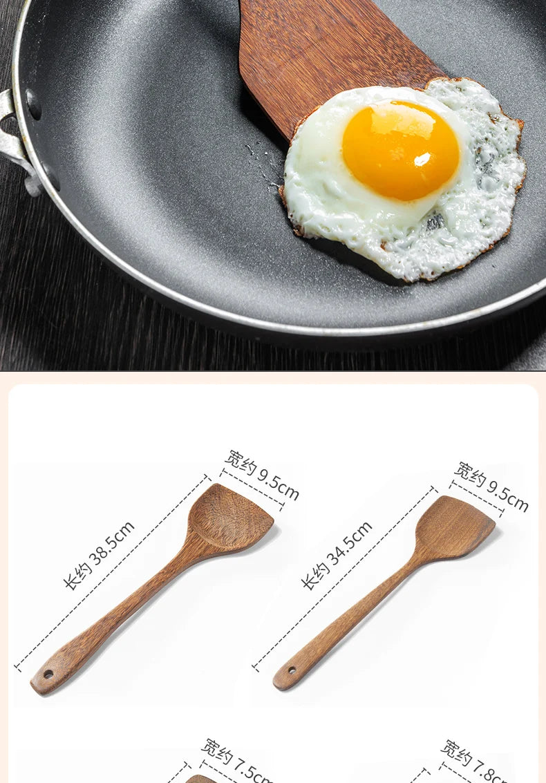 Wooden Kitchen Utensils | Eco Friendly Cooking Tool Sets With Wooden Handle Spatula - ZOOMNSTORE
