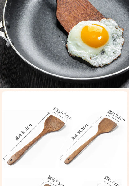 Wooden Kitchen Utensils | Eco Friendly Cooking Tool Sets With Wooden Handle Spatula - ZOOMNSTORE