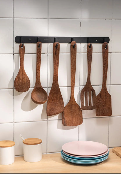 Wooden Kitchen Utensils | Eco Friendly Cooking Tool Sets With Wooden Handle Spatula - ZOOMNSTORE