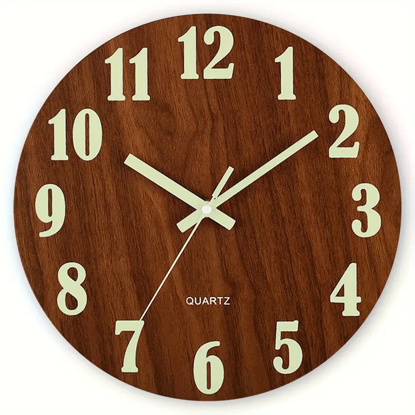 Luminous 12-Inch Silent Wall Clock - Wooden Analog Decor for Home  Office - ZOOMNSTORE