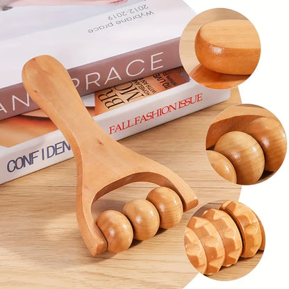 Wooden Massage Roller – Compact Shoulder & Leg Muscle Massager for Full Body Relief - ZOOMNSTORE