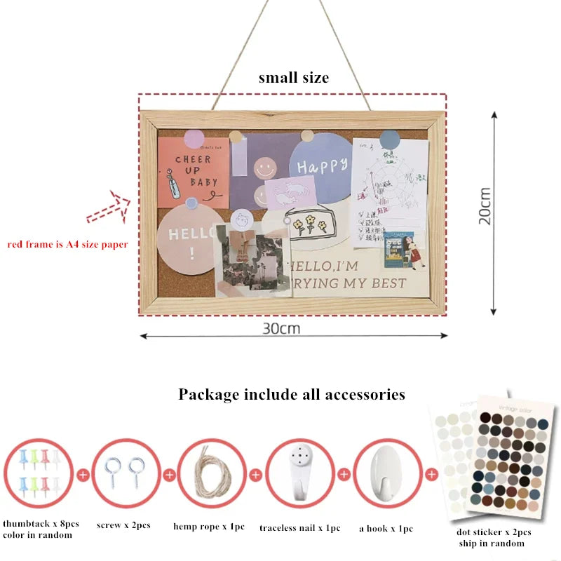 Wooden Message Board – Soft Wood Photo Memo Board 20x30 & 30x40 With Cork - ZOOMNSTORE