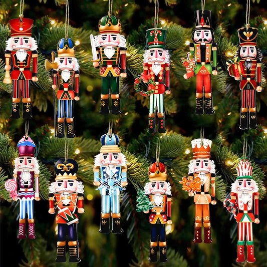 Wooden Nutcracker Soldier Ornaments - 12Pcs Xmas Tree Decorations Christmas  New Year Gift 2024 - ZOOMNSTORE