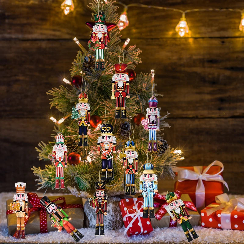 Wooden Nutcracker Soldier Ornaments - 12Pcs Xmas Tree Decorations Christmas  New Year Gift 2024 - ZOOMNSTORE
