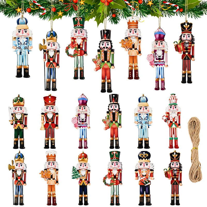 Wooden Nutcracker Soldier Ornaments - 12Pcs Xmas Tree Decorations Christmas  New Year Gift 2024 - ZOOMNSTORE