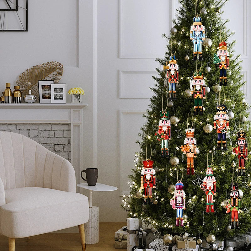Wooden Nutcracker Soldier Ornaments - 12Pcs Xmas Tree Decorations Christmas  New Year Gift 2024 - ZOOMNSTORE