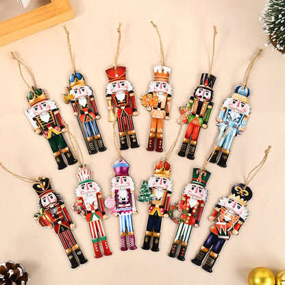 Wooden Nutcracker Soldier Ornaments - 12Pcs Xmas Tree Decorations Christmas  New Year Gift 2024 - ZOOMNSTORE