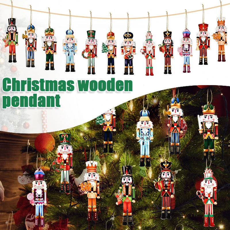Wooden Nutcracker Soldier Ornaments - 12Pcs Xmas Tree Decorations Christmas  New Year Gift 2024 - ZOOMNSTORE