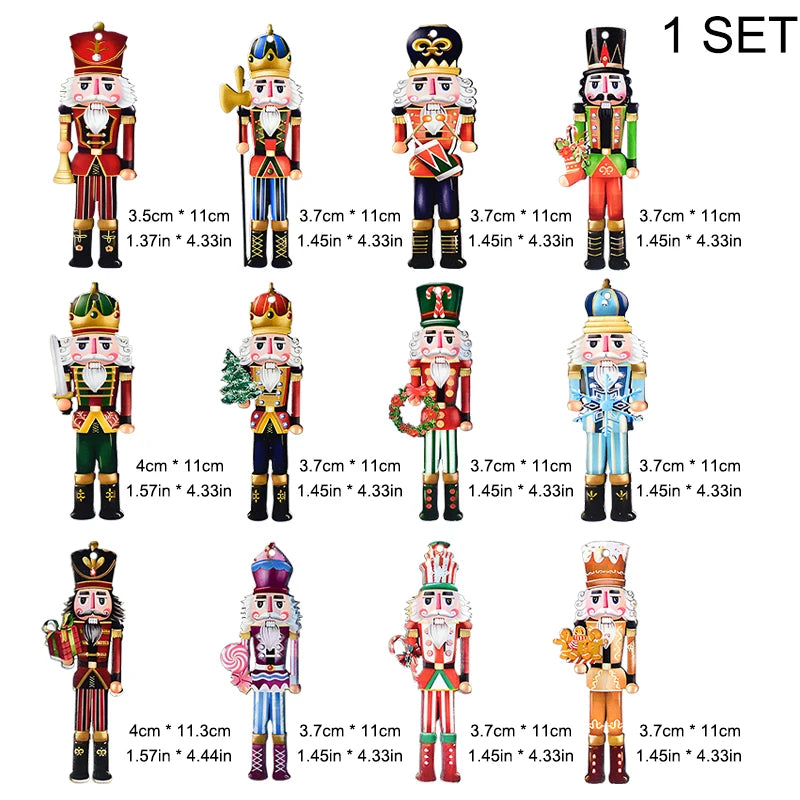 Wooden Nutcracker Soldier Ornaments - 12Pcs Xmas Tree Decorations Christmas  New Year Gift 2024 - ZOOMNSTORE