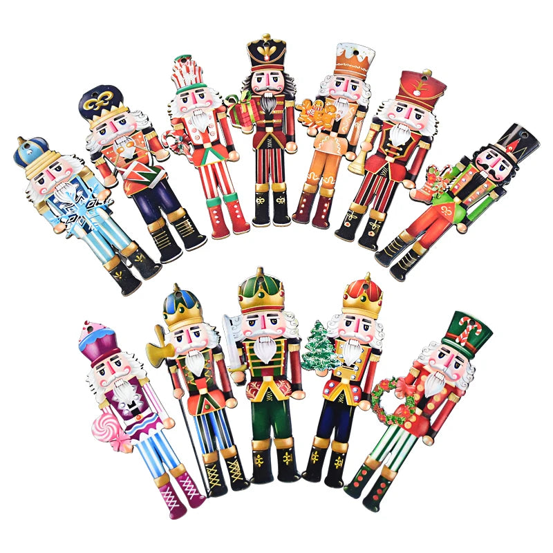 Wooden Nutcracker Soldier Ornaments - 12Pcs Xmas Tree Decorations Christmas  New Year Gift 2024 - ZOOMNSTORE