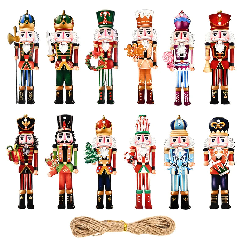 Wooden Nutcracker Soldier Ornaments - 12Pcs Xmas Tree Decorations Christmas  New Year Gift 2024 - ZOOMNSTORE