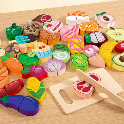 Wooden Pretend Play Simulation Food Fruits Vegetables Toys For Children Kids - ZOOMNSTORE